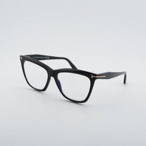 Tom Ford FT6064-B 001 Eyeglasses Black 56mm Cat Eye Frame, Blue Light Block
